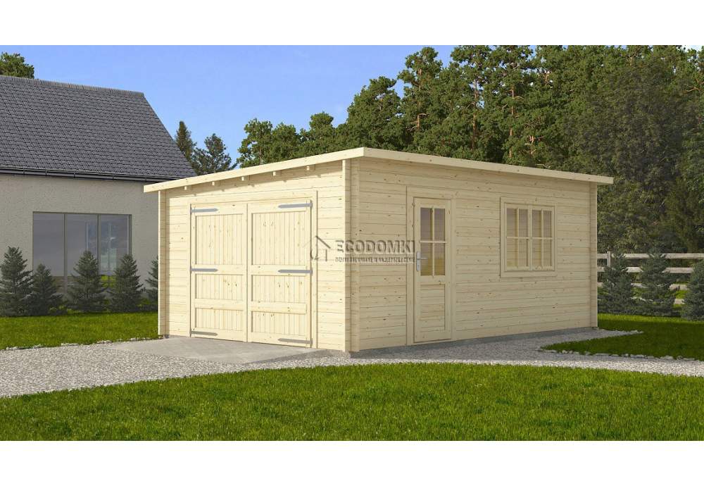 Garaż drewniany Modern brama wliczona 24m² (4x6m), 44 mm